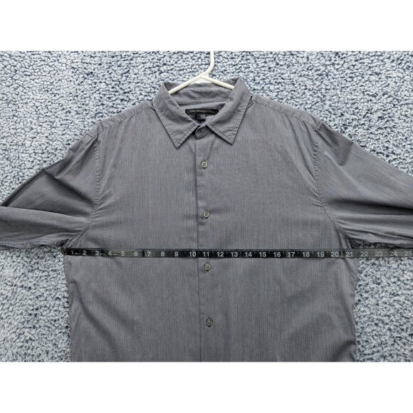 John Varvatos Button Up Shirt Mens M Long Sleeve Lightweight Striped Office Gray - Picture 8 of 11